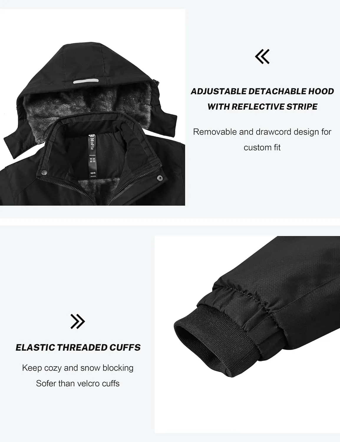 MoFiz Boys Waterproof Skiing Jacket Kids Hooded Fleece Winter Snowboard Jackets Windproof Warm Outerwear with Zip Pockets