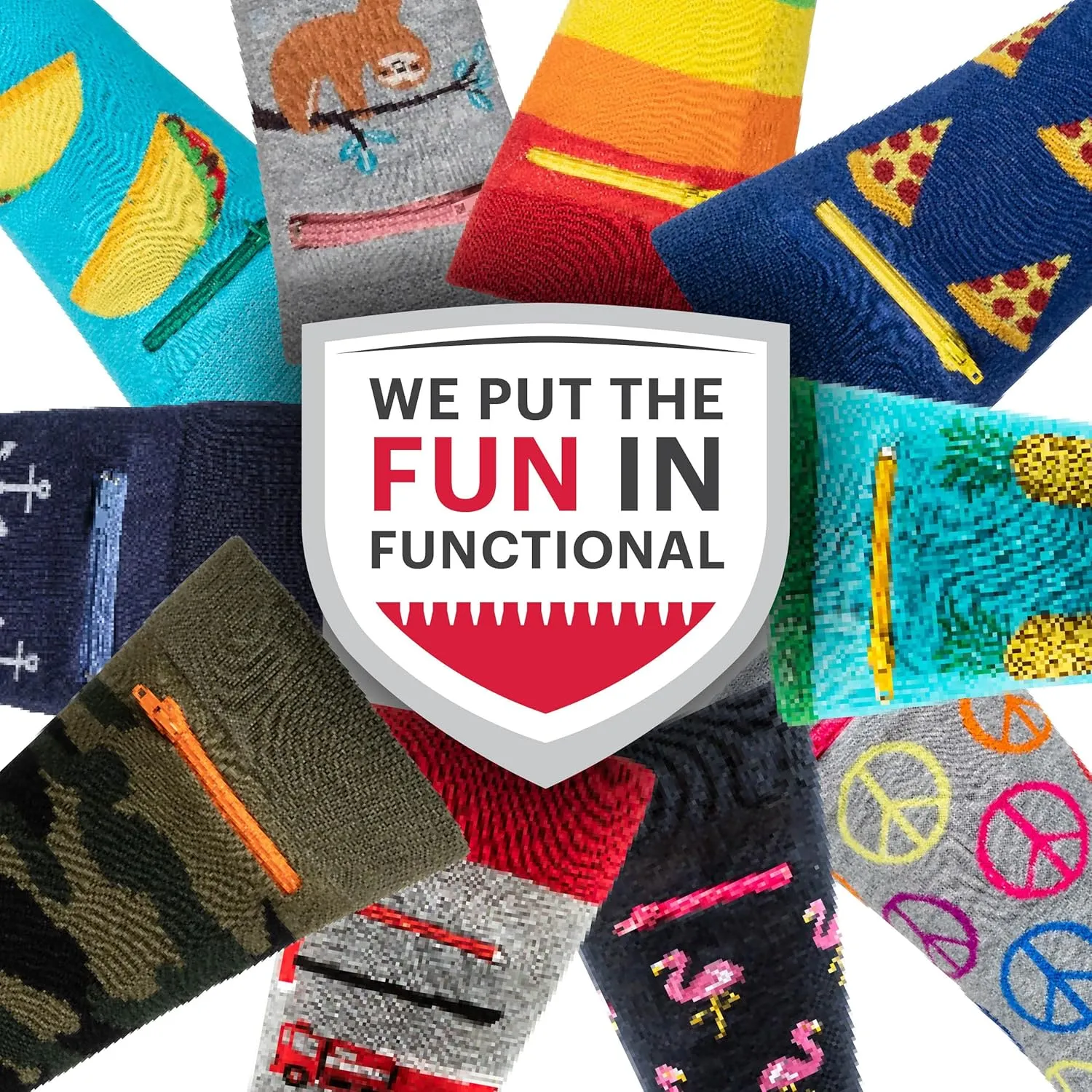 Moisture Wicking Crew Socks - Anti Pickpocket Dress Socks for Women and Men w/Hidden Pocket