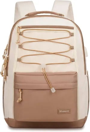 MOMUVO Classic Backpack for Women, Lightweight High School Bookbag for Teens Girls, Waterproof 15.6 Inch Laptop Bag with USB Charging Port for College Work Travel Trip