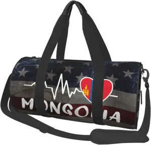 Mongolia Heartbeat Duffel Bag Gym Bag Travel Sports Tote Large Foldable Beach Swim Yoga0
