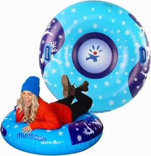 monsoon [Glider] Luxury Snow Tube for Sledding Heavy Duty Sleds with Handles for Adults - Blue