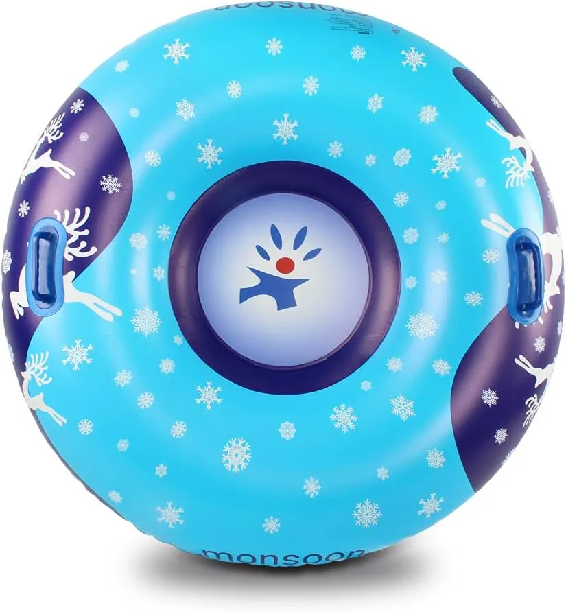 monsoon [Glider] Luxury Snow Tube for Sledding Heavy Duty Sleds with Handles for Adults - Blue