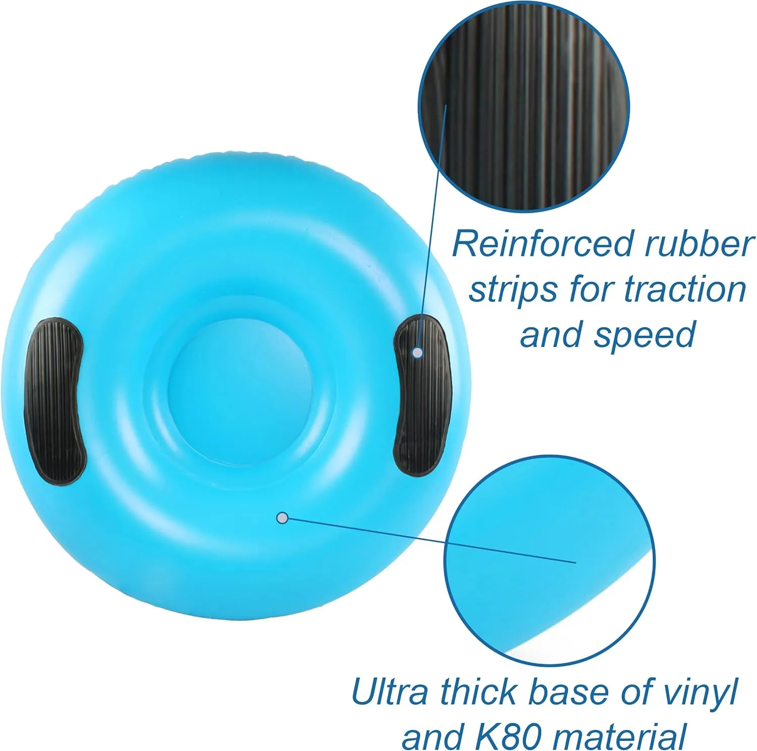 monsoon [Glider] Luxury Snow Tube for Sledding Heavy Duty Sleds with Handles for Adults - Blue