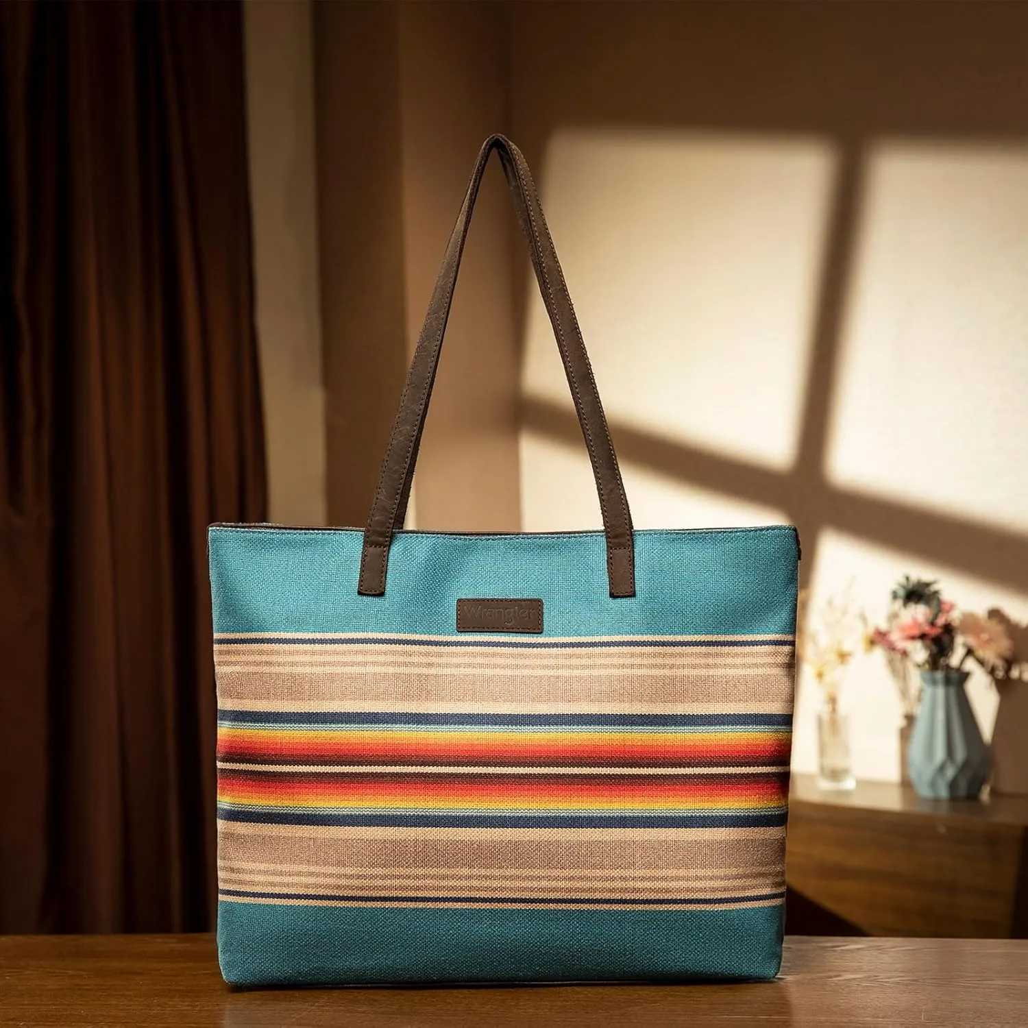 Montana West Wrangler Tote Bag for Women Canvas Shoulder Handbag Aztec Purse