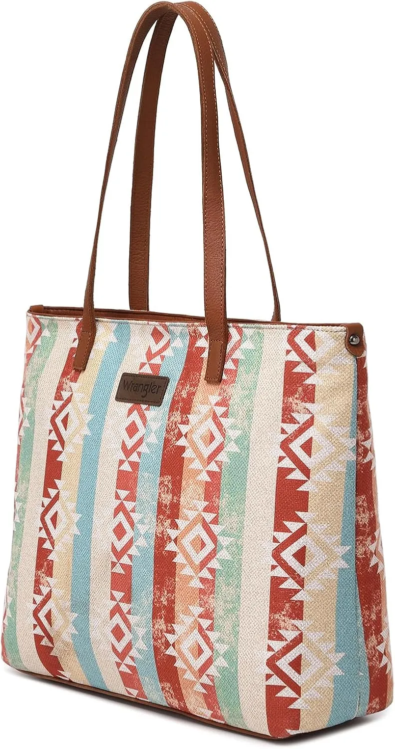 Montana West Wrangler Tote Bag for Women Canvas Shoulder Handbag Aztec Purse