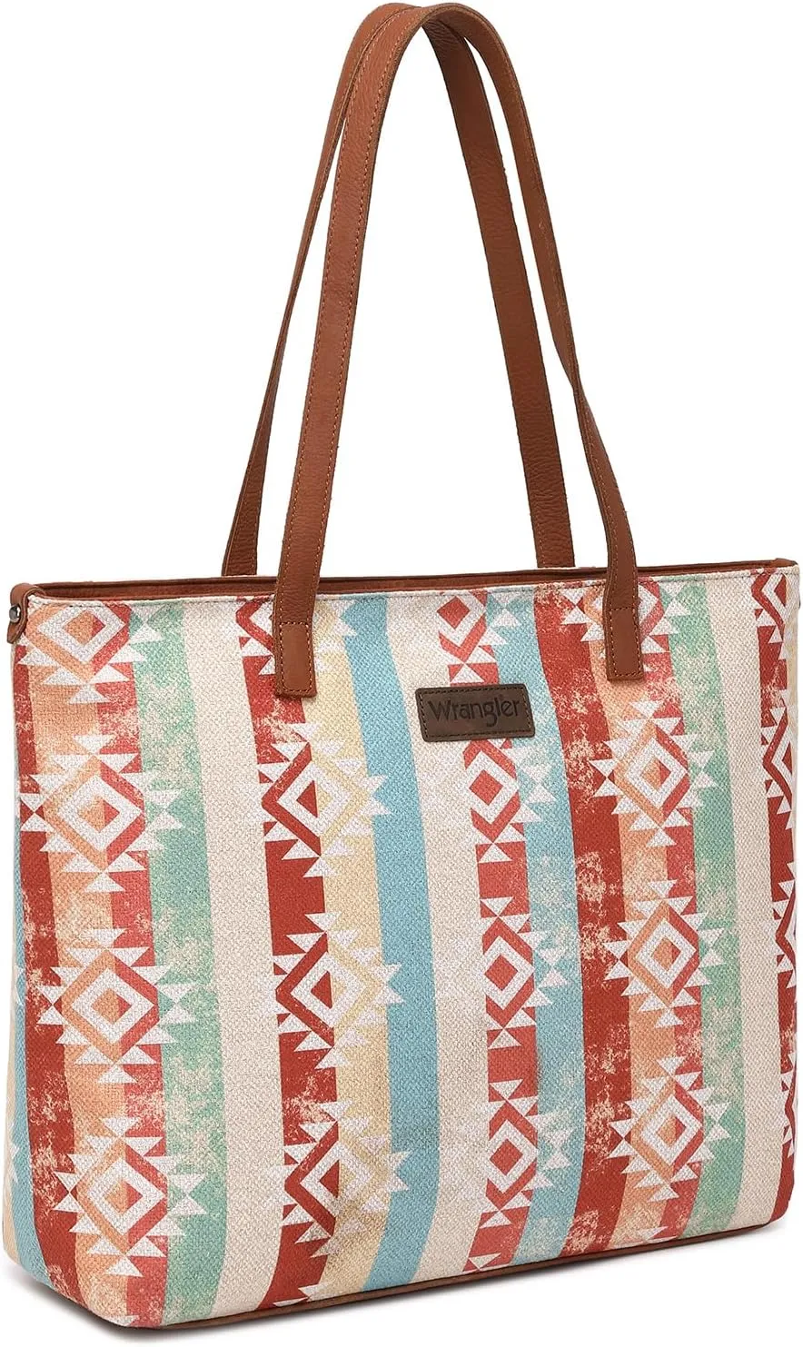 Montana West Wrangler Tote Bag for Women Canvas Shoulder Handbag Aztec Purse