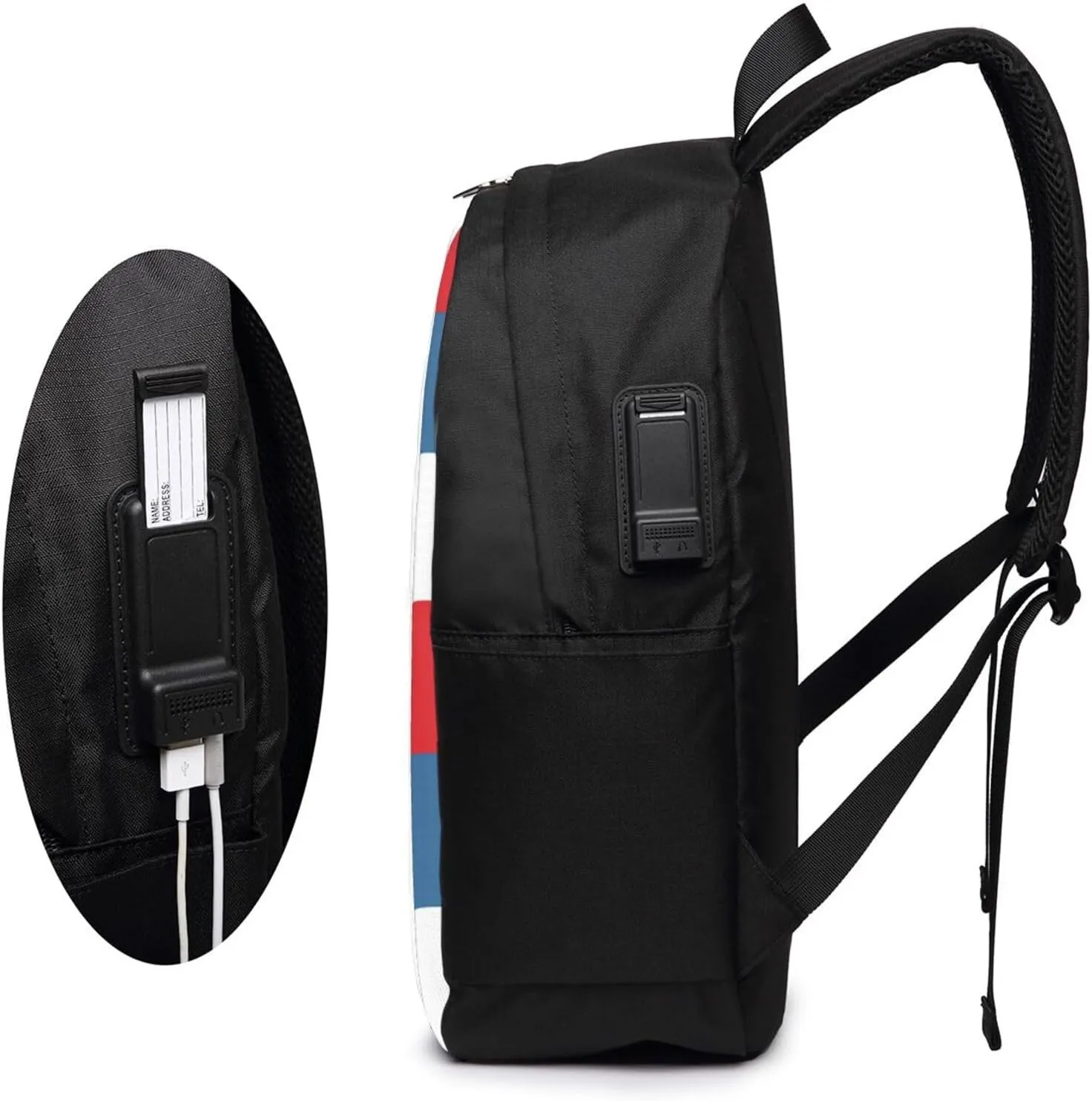 Montenegro Flag Travel Backpack 17-Inch Laptop Backpacks Business Rucksack Casual Sport Daypack with USB Charging Port Carry-on Bag for Camping Biking
