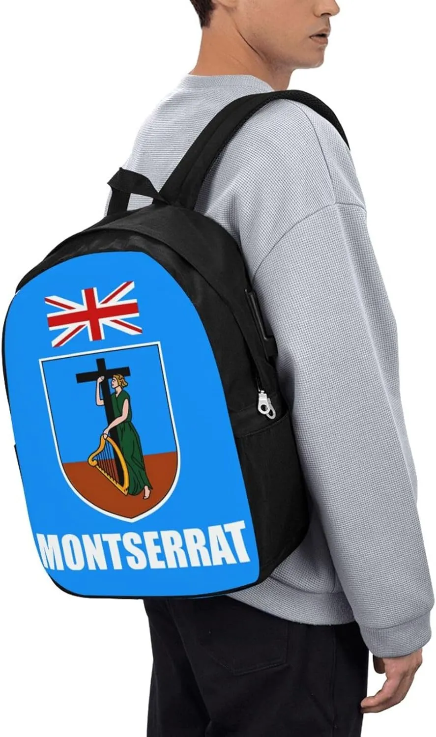 Montserrat Flag Laptop Backpacks Travel Backpack Casual Business Daypack Sport Rucksack Computer Bag Fits up to 17 Inch Notebook with USB Port