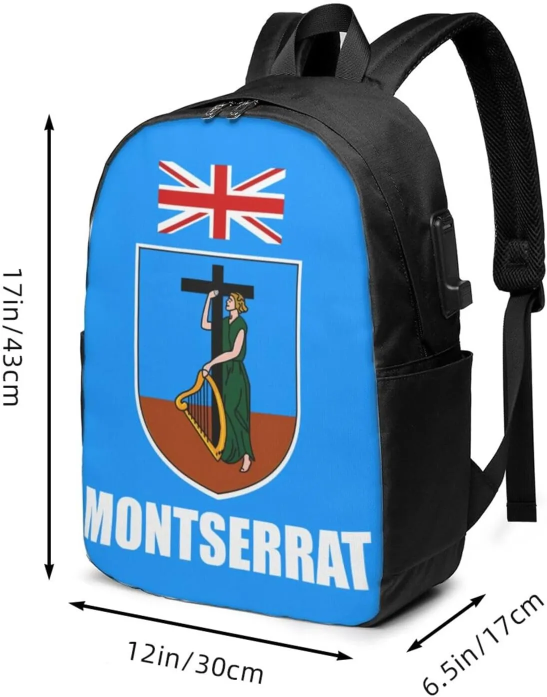 Montserrat Flag Laptop Backpacks Travel Backpack Casual Business Daypack Sport Rucksack Computer Bag Fits up to 17 Inch Notebook with USB Port