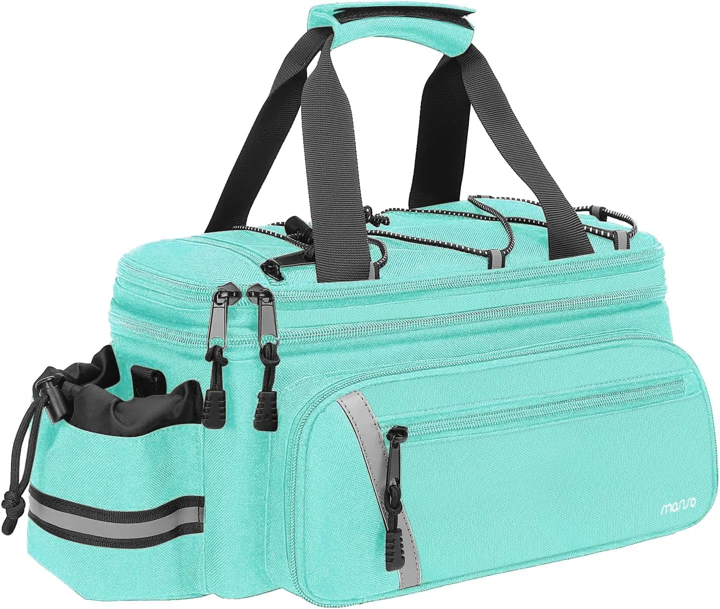 MOSISO Bike Rack Bag with Rain Cover, Bike Trunk Cooler Handag Insulated Bicycle Rear Seat Pouch with 2 Side Foldable Panniers, 8L Cycling Backseat Storage Cargo Saddle Shoulder Bag, Turquoise