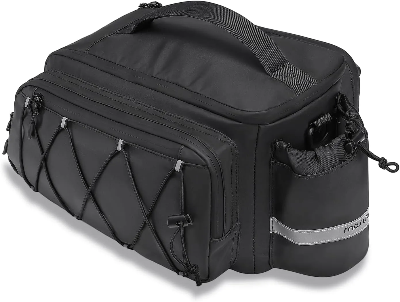 MOSISO Bike Rack Bag,10L Bike Trunk Handbag Waterproof Bicycle Rear Seat Saddle Pouch with 2 Side Pockets, Cycling Storage Luggage Pouch with Rain Cover&Shoulder Strap for MTB Bicycle E-Bike, Black