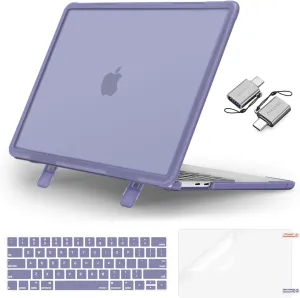 MOSISO Compatible with MacBook Pro 13 inch Case M2 2025-2016 A2338 M1 A2251 A2289 A2159 A1989 A1708 A1706, Heavy Duty Plastic Hard Case with Kickstand&Keyboard Skin&Screen Film&Type C, Lavender Gray
