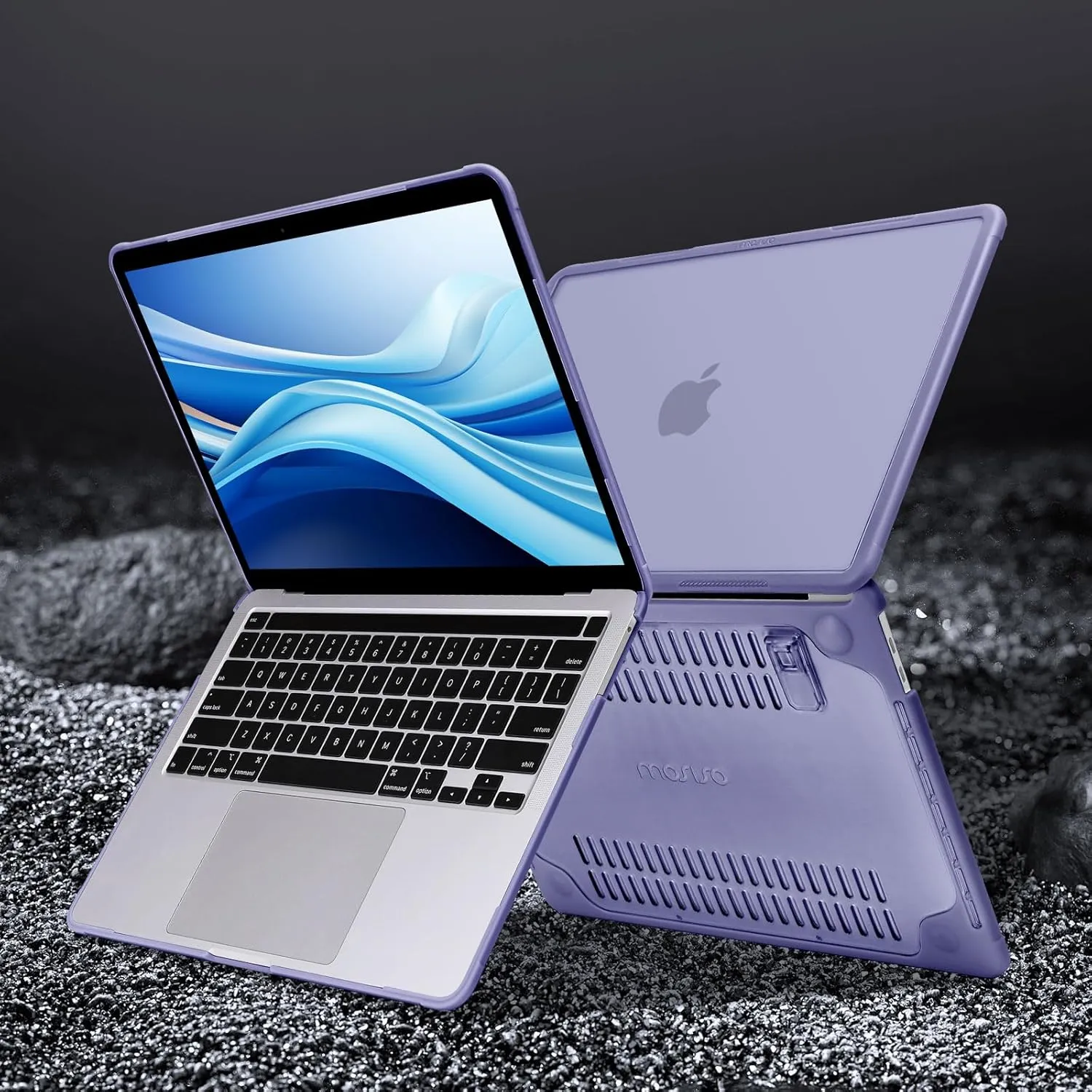 MOSISO Compatible with MacBook Pro 13 inch Case M2 2025-2016 A2338 M1 A2251 A2289 A2159 A1989 A1708 A1706, Heavy Duty Plastic Hard Case with Kickstand&Keyboard Skin&Screen Film&Type C, Lavender Gray