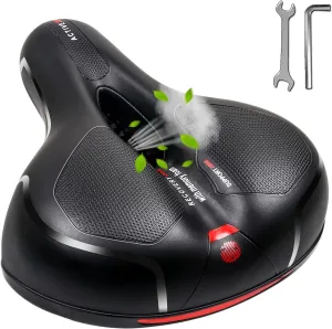 MSDADA Comfortable Bike Seat Cushion - Wide Bicycle Seat Comfort for Men Women with Dual Shock Absorption - Memory Foam Padding, Waterproof Bike Saddle for Stationary, Exercise, Mountain, Road Bikes
