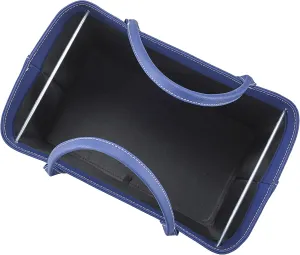 MSR Imports Chic Faux Leather File Organizer Tote Bag with Carrying Handles - Navy Blue
