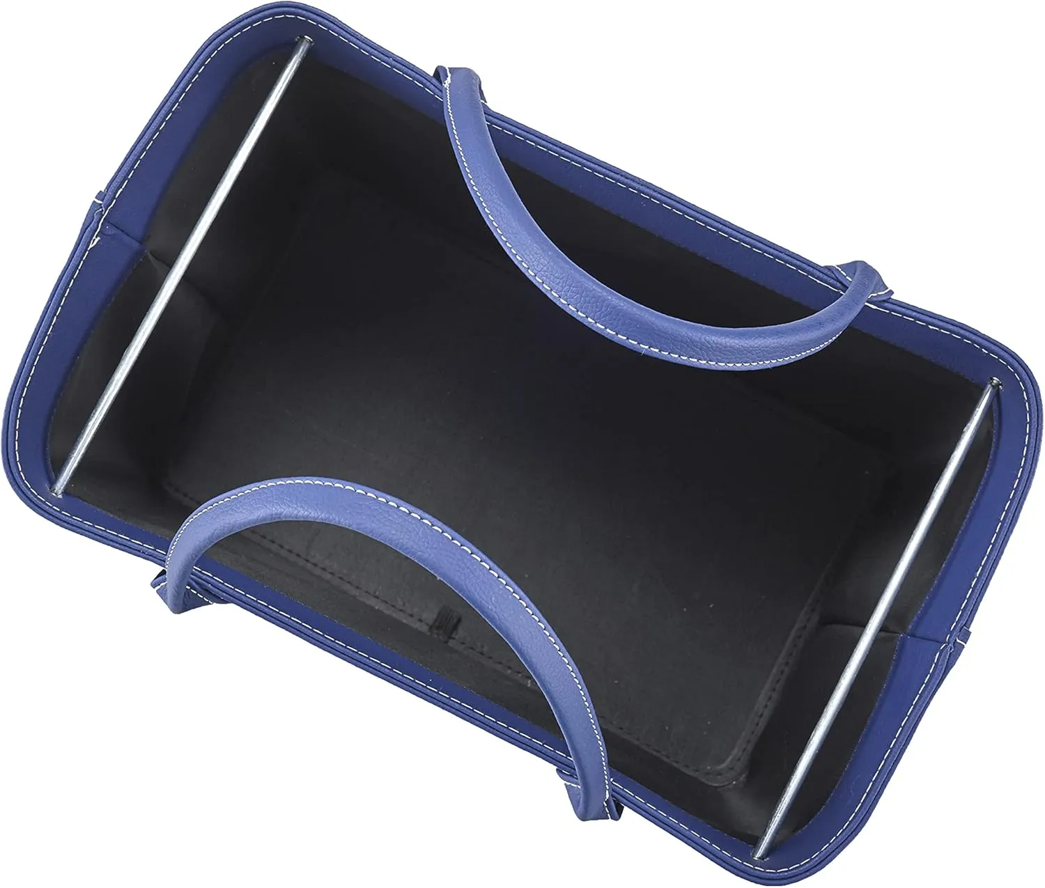 MSR Imports Chic Faux Leather File Organizer Tote Bag with Carrying Handles - Navy Blue