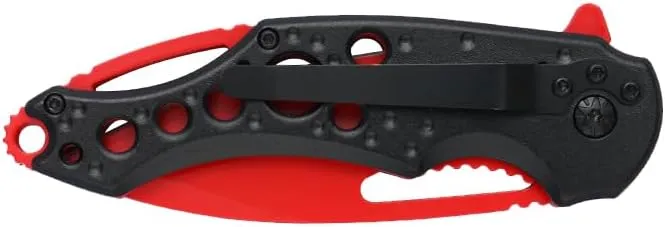 MTECH USA Folding Pocket Knife, 3.55" Drop Point Blade, Black and Red Aluminum Handle, 8.3" Overall Length