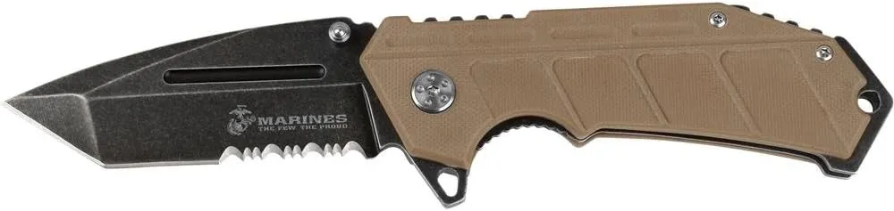 MTECH USA Pocket Folding Knife, 4.75" Closed, Stonewash 3.22MM Thick Blade, G10 Handle, Pocket Clip, Tan, EDC