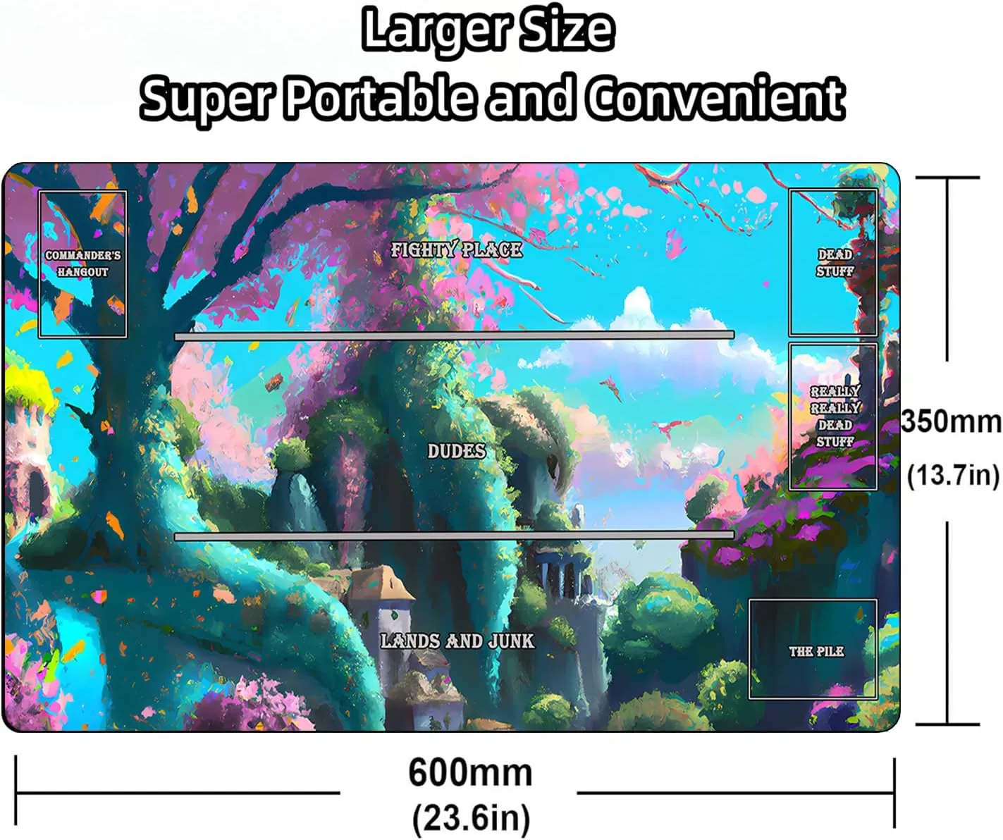 MTG Playmat, Game Play Mat for MTG TCG 24 x 14 inches Trading Card Inked Game Playmats with Storage Bag Smooth Rubber Surface Battle Game