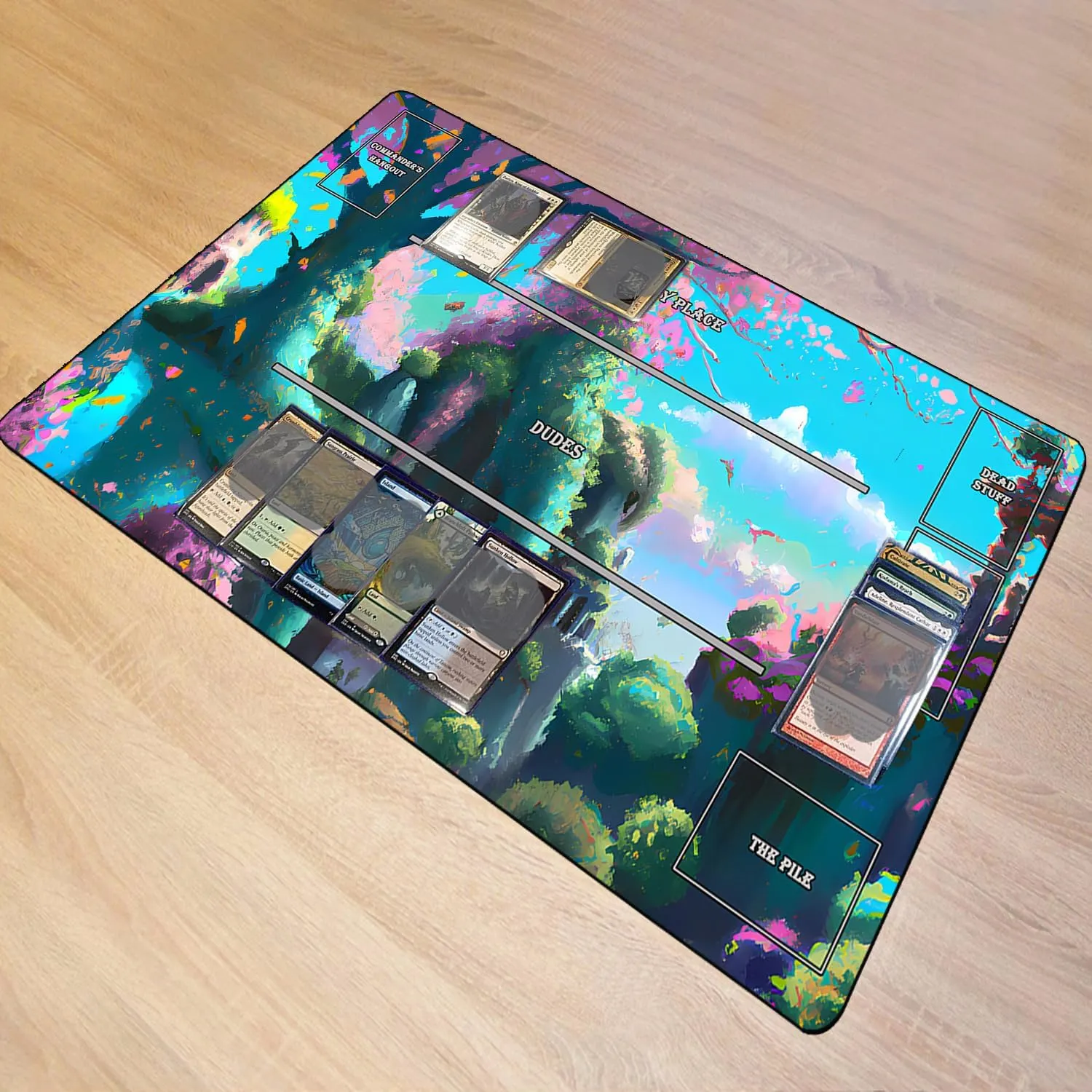 MTG Playmat, Game Play Mat for MTG TCG 24 x 14 inches Trading Card Inked Game Playmats with Storage Bag Smooth Rubber Surface Battle Game