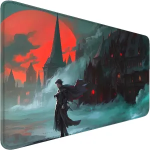 MTG Playmat Stitched Edges, MTG Mat 24 x 14 inches for MTG DTCG CCG RPG Trading Card Inked Playmats Smooth Rubber Surface Battle Board Game