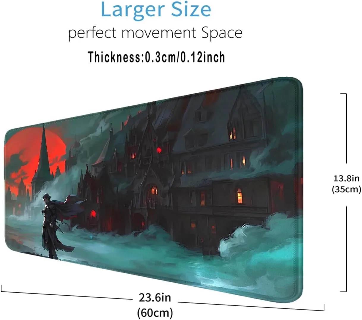 MTG Playmat Stitched Edges, MTG Mat 24 x 14 inches for MTG DTCG CCG RPG Trading Card Inked Playmats Smooth Rubber Surface Battle Board Game