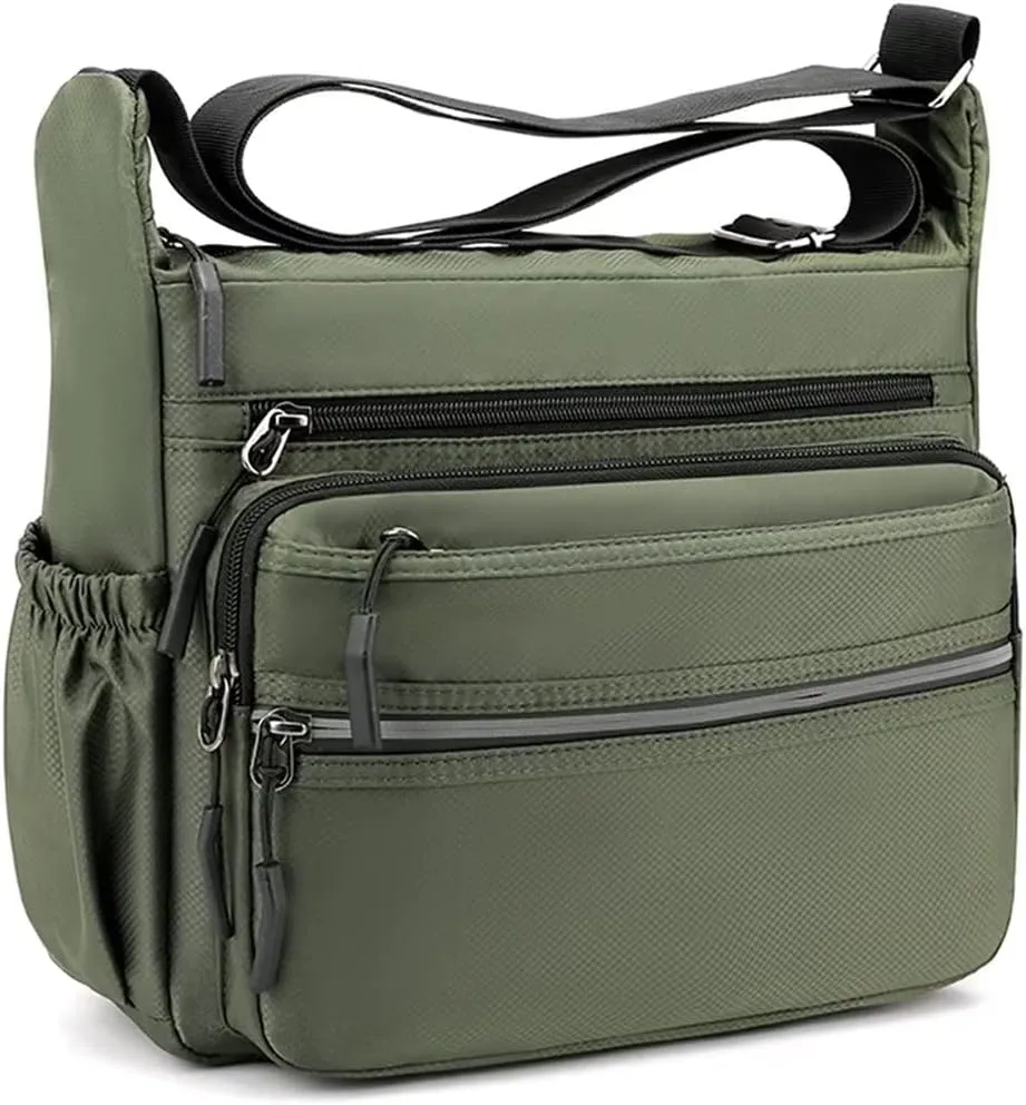 Mudono Messenger Bag for Men Nylon Waterproof Shoulder Bag Multi-pocket Crossbody Bag Daily Travel Bag Lightweight Satchel
