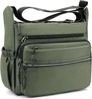 Mudono Messenger Bag for Men Nylon Waterproof Shoulder Bag Multi-pocket Crossbody Bag Daily Travel Bag Lightweight Satchel