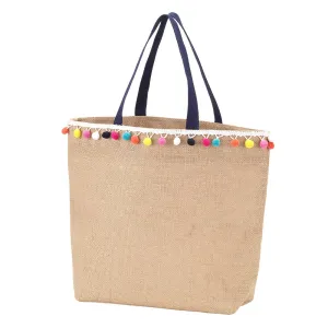Multi Color Pom Pom Tote