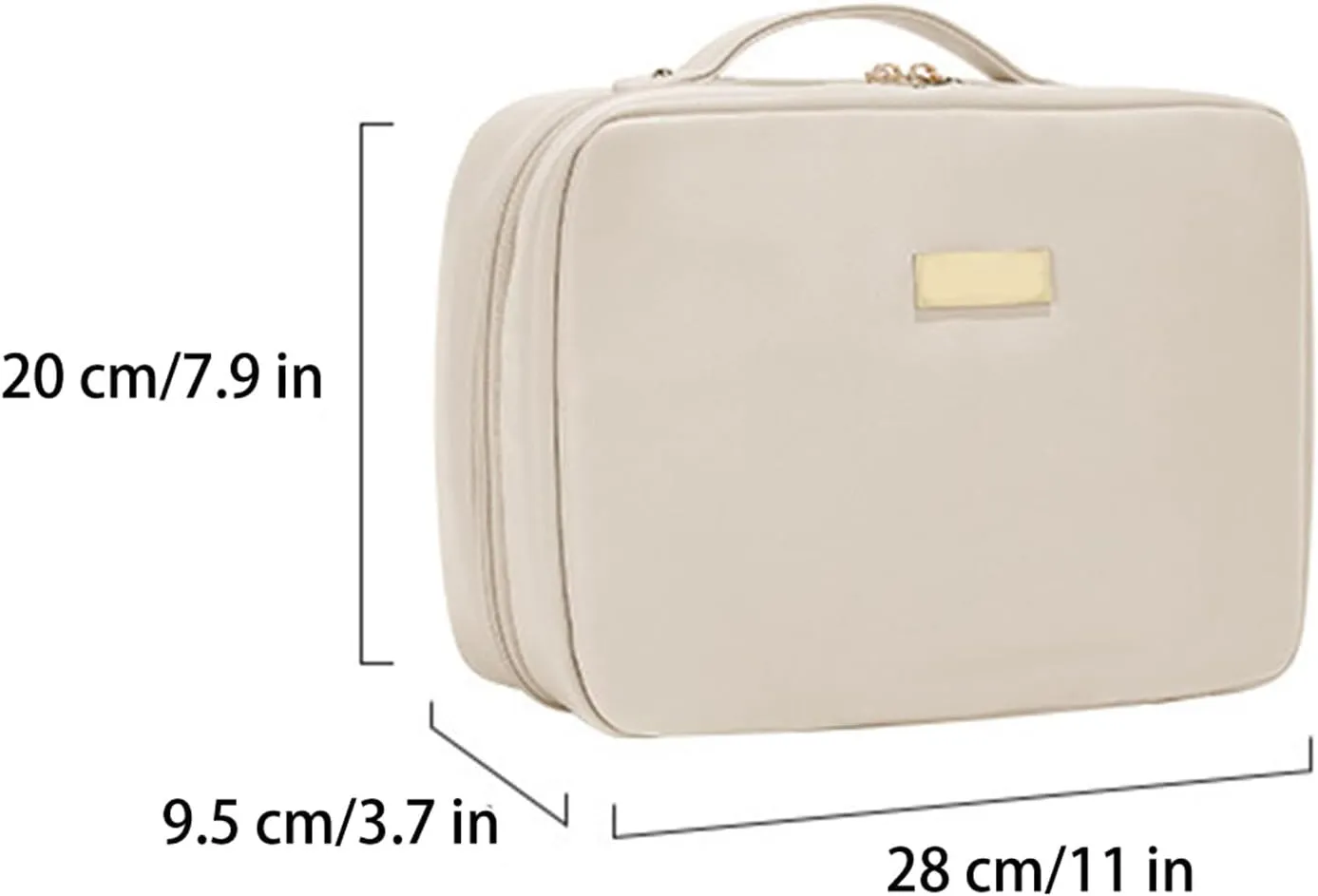 Multi Compartment Toiletry Cosmetic Bag, Large capacity, with handles, multiple compartments, waterproof Pu Leather (peach pink)