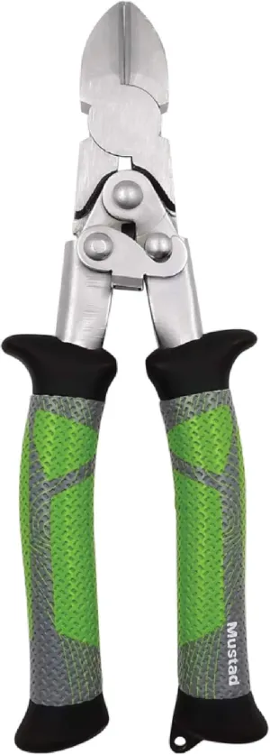 Mustad Double Leverage Side Cutters, Golf Grip Handles, Green, 8"