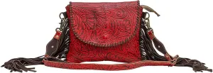 Myra Bag Western Leather Crossbody Bag for Women - Upcycled Canvas Shoulder Bag with Tassels Trameline