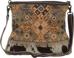 Myra Bag Western Leather Shoulder Bag for Women - Upcycled Canvas Crossbody Yaourt