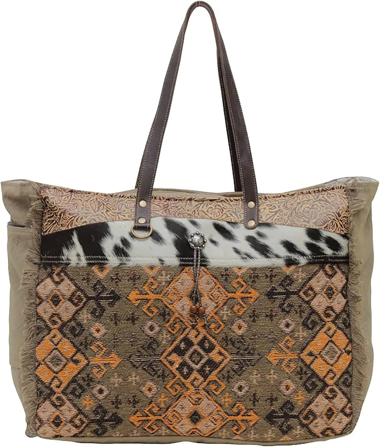 Myra Bag Western Leather Weekender Bag for Women - Parea