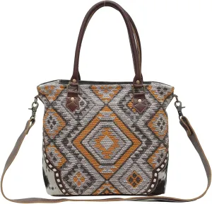 Myra Bag Western Tote Shoulder Bag for Women - Leather Crossbody Bag Chocolate Squares