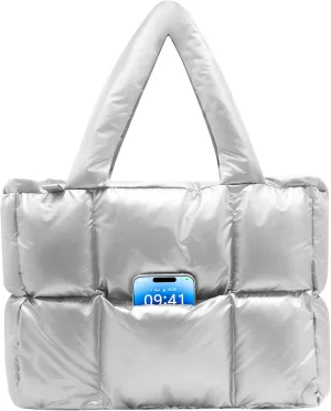NAARIIAN Puffer Tote Bag for Women, Lightweight Quilted Puffy Shoulder Handbag with Adjustable Shoulder Strap
