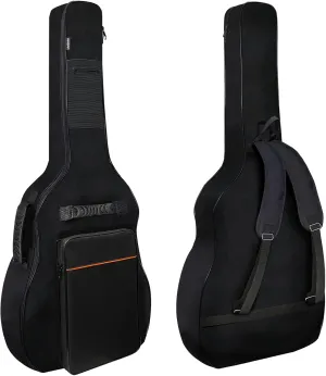 NAGAN Acoustic Guitar Bag 0.5-inch Extra Thick Padding, 40 41 42 inch Gig Guitar Bag, Waterproof Oxford Guitar Case Backpack with Adjustable Shoulder Strap, Back Hanger Loop (Black & Orange)