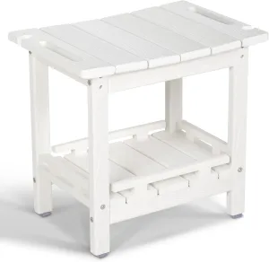 NALONE Shower Bench, HDPE Shower Benches with Storage Shelf & Handles, Indoor and Outdoor Use (White)