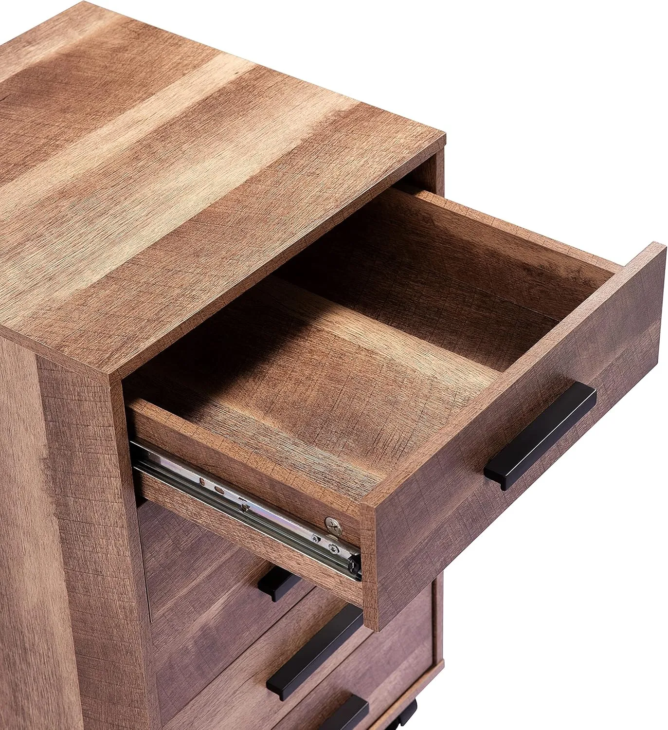 Naomi Home Parker Modern 5 Drawer Dresser Cabinet with Fashionable Handles, Swivel Casters, Small Wood Dresser for Bedroom with Industrial Design, Dressers & Chests of Drawers, Chestnut