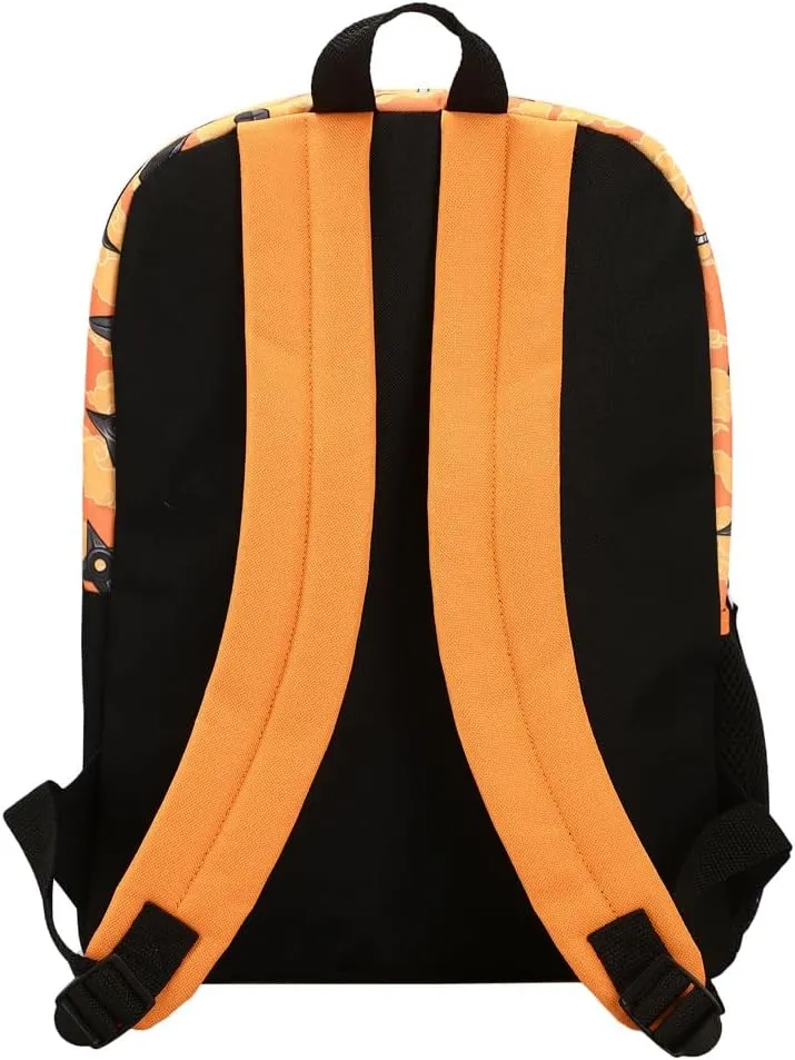 Naruto Anime Character Print Orange and Black 5-Piece Backpack Set For Boys