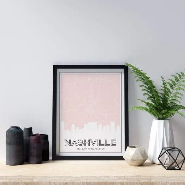 Nashville, Tennessee skyline and map