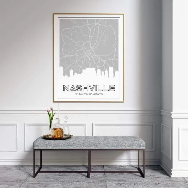 Nashville, Tennessee skyline and map