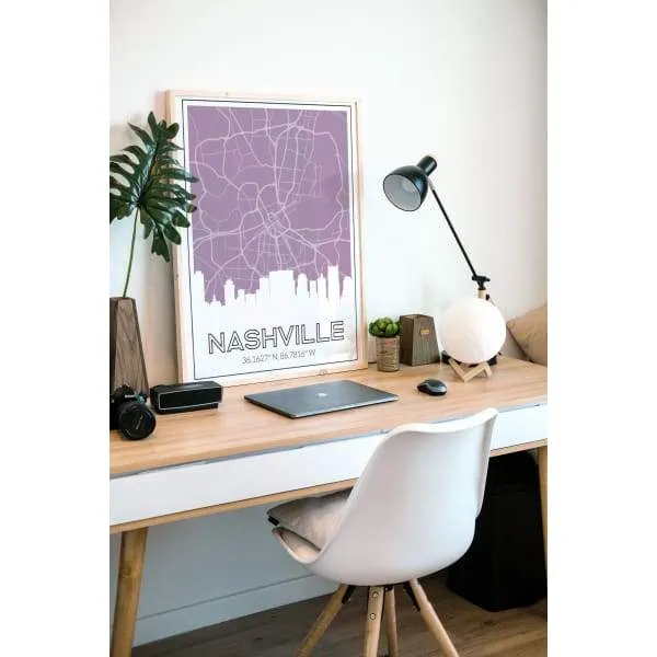 Nashville, Tennessee skyline and map