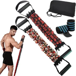 Natural Latex 3-Hole Resistance Stretcher, 3-Way Natural Latex Resistance Band, High Elasticity & Tear Resistant Exercise Bands with Handles & Adjustable Detachable Resistance Tubes