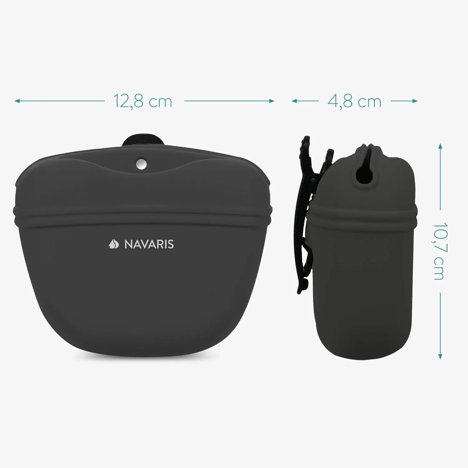 Navaris Silicone Dog Treat Pouch - Training Pet Puppy Bag Pocket Snack Treat Food Holder with Clip for Belt for Dog Walks - Set of 2