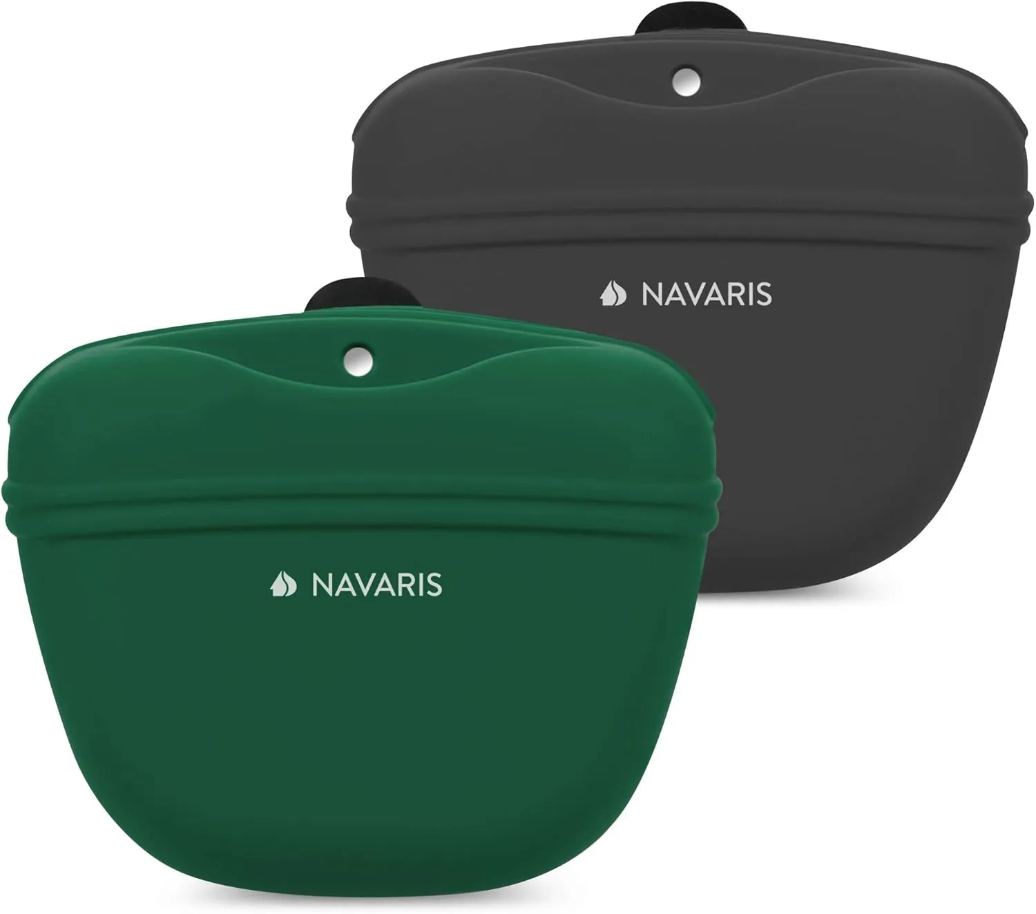 Navaris Silicone Dog Treat Pouch - Training Pet Puppy Bag Pocket Snack Treat Food Holder with Clip for Belt for Dog Walks - Set of 2