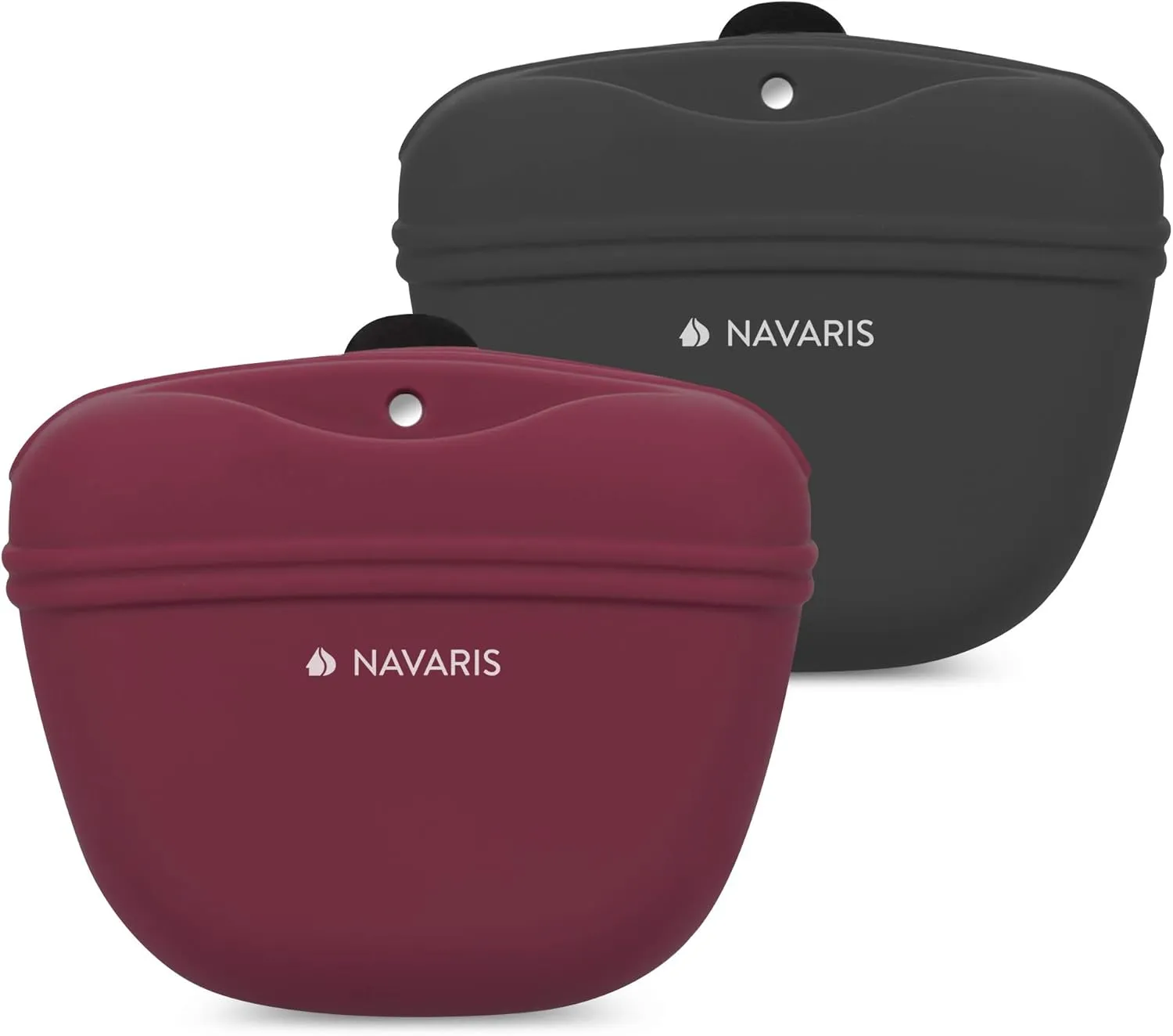 Navaris Silicone Dog Treat Pouch - Training Pet Puppy Bag Pocket Snack Treat Food Holder with Clip for Belt for Dog Walks - Set of 2