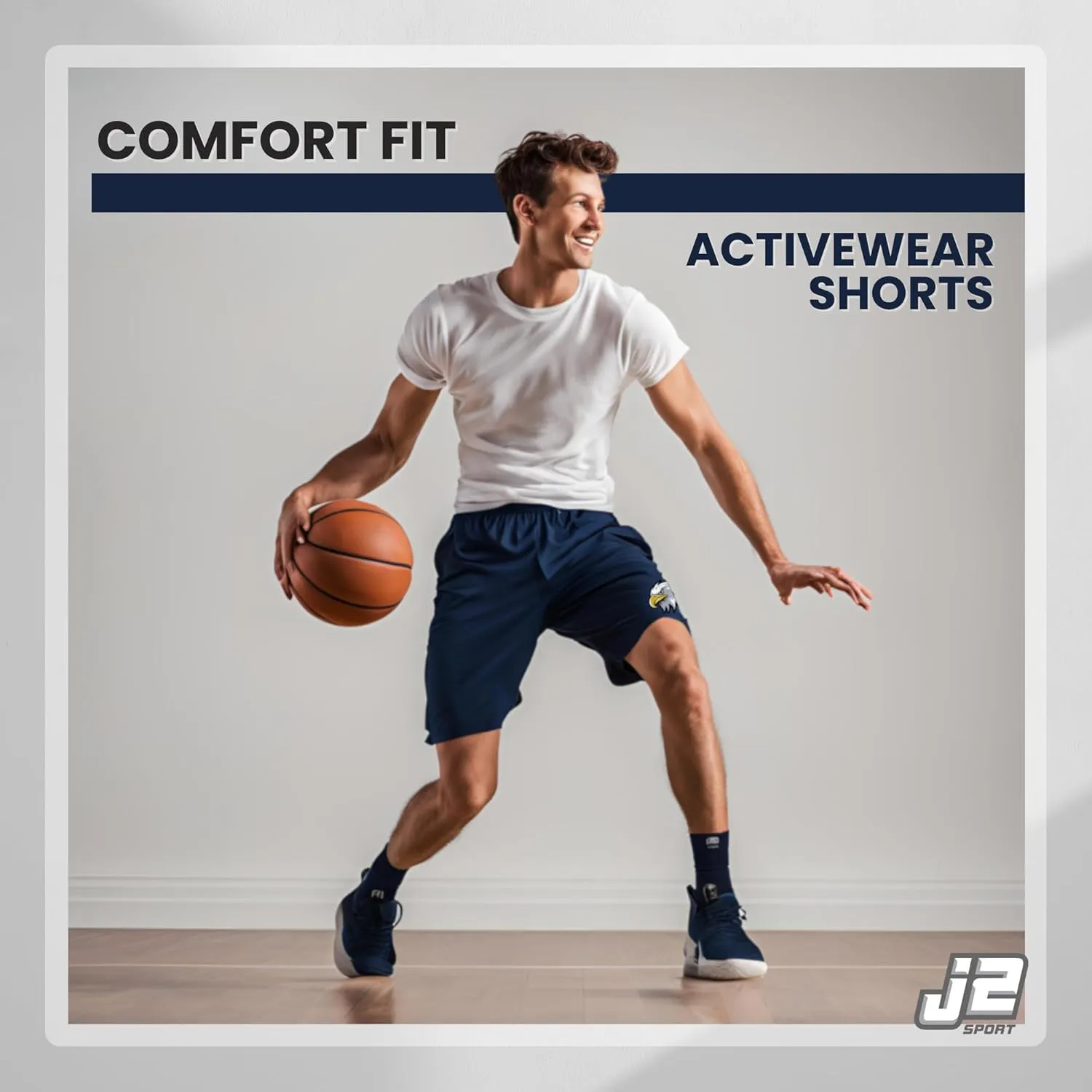 Navy Collegiate Shorts with Pocket, Officially Licensed Cotton Jersey Short