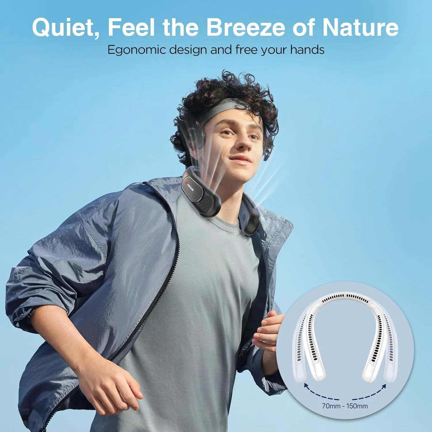 Neck Fan, Hands Free Bladeless Neck Fans Portable Rechargeable, 6000 mAh Battery Operated Wearable Personal Fan, Cooling Neck Fan, 3 Speeds, USB Fan Gifts for Men, Women, Travel, Outdoor