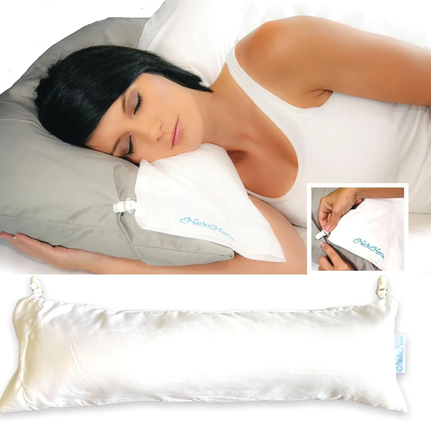 Neck Pillow for Neck Pain for Side Sleepers, Back & Stomach Sleepers, Free Travel Bag Included - Soft